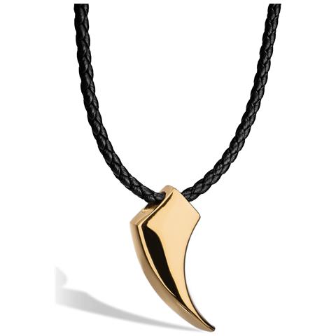 Collana in Pelle per Uomo, ""Wolf"", 60cm, Oro - Foto 1