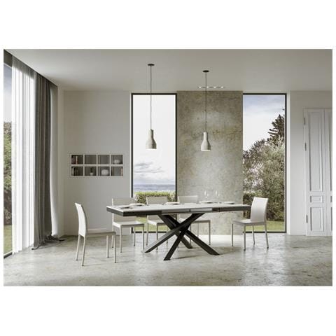 Tavolo Allungabile 90x120/380 Cm Volantis Evolution Telaio Antracite - Bianco Frassino - Foto 6
