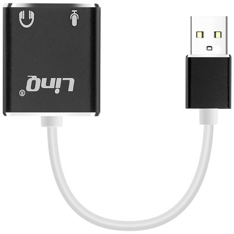 Adattatore Audio Esterno Usb Doppio Jack 3,5 Mm Per Microfono E Cuffie, Bianco / Nero - Foto 2