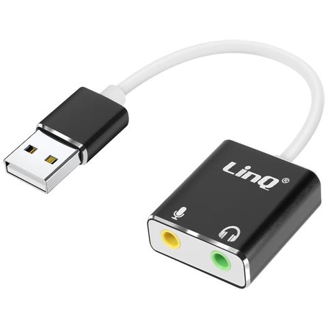 Adattatore Audio Esterno Usb Doppio Jack 3,5 Mm Per Microfono E Cuffie, Bianco / Nero - Foto 1
