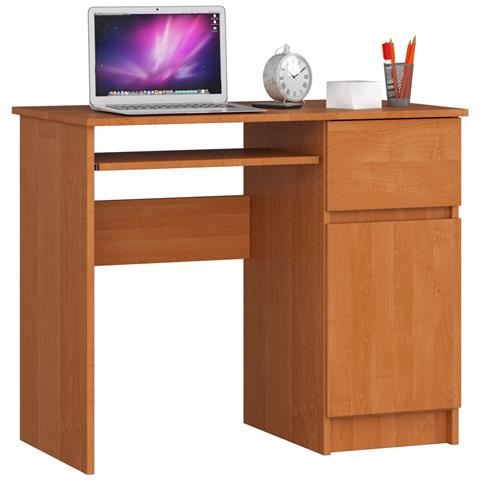 Scrivania per computer PIKSEL destro, 1 anta e 1 cassetto, 90x50x77 cm, Colore Ontano - Foto 1