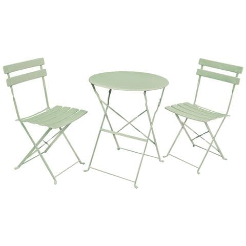 Set di Mobili da Balcone ORION Tavolo rotondo e 2 Sedie nel Fresco Verde - Foto 1