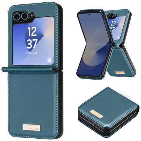 Cover Per Samsung Galaxy Z Flip6 Retro In Pelle Vegan Interno Rigido - Foto 1
