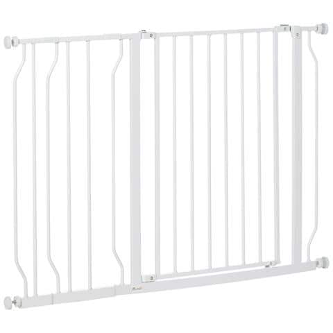 Cancelletto Di Sicurezza Per Cani In Acciaio E Abs, Estensibile 75-115cm Per Scale E Porte, Bianco - Foto 1