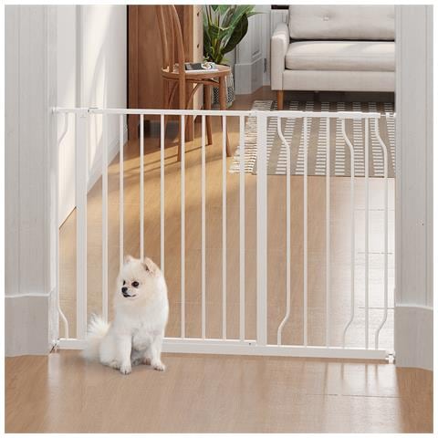 Cancelletto Di Sicurezza Per Cani In Acciaio E Abs, Estensibile 75-115cm Per Scale E Porte, Bianco - Foto 2