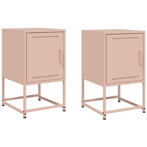 Comodini 2 Pz Rosa 36x39x60,5 Cm In Acciaio - Foto 1