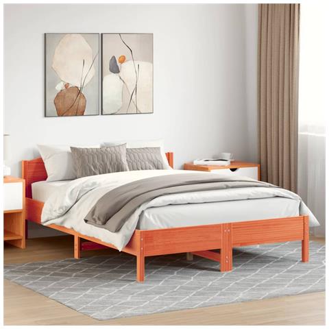 Giroletto Senza Materasso Marrone Cera 140x200cm Massello Pino - Foto 3