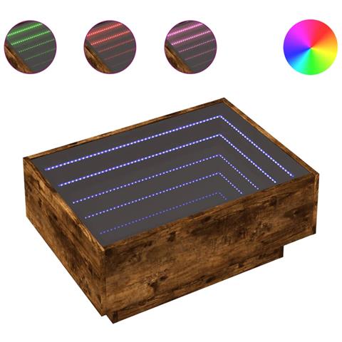 Tavolino Salotto Con Led Rovere Fumo 70x50x30 Cm Multistrato - Foto 2