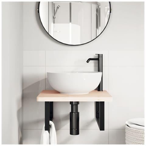 Reggimensole Per Lavabo 2 Pz Nere Rettangolari In Acciaio - Foto 3