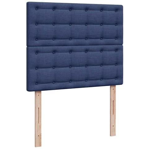 Letto a Molle con Materasso e LED Blu 120x190 cm in Tessuto - Foto 2