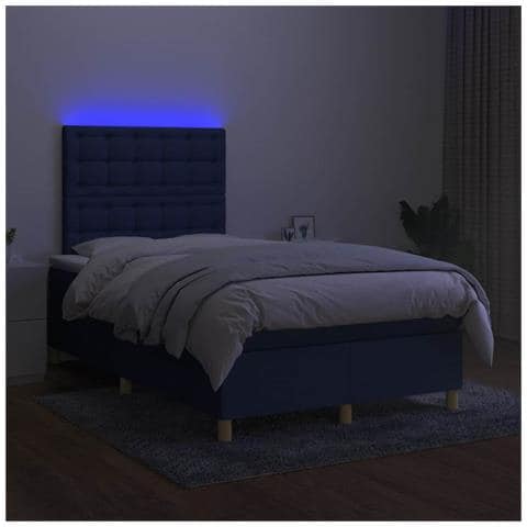 Letto a Molle con Materasso e LED Blu 120x190 cm in Tessuto - Foto 10