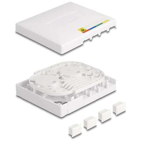 Scatola di connessione in fibra ottica FTTH per montaggio a parete per 4 x SC Simplex o LC Duplex bianco - Foto 5