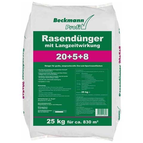 25 Kg Fertilizzante Per Prato A Lunga Durata 20+5+8 Beckmann Per Ca. 830m² - Foto 1