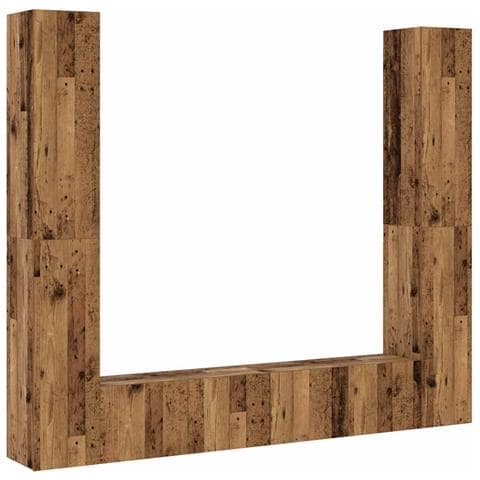 Mobili Tv A Parete 6 Pz Legno Vecchio Legno Multistrato - Foto 2