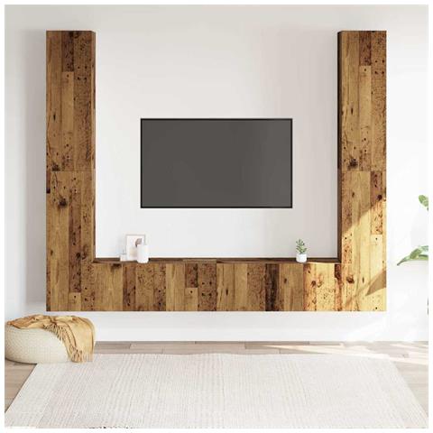 Mobili Tv A Parete 6 Pz Legno Vecchio Legno Multistrato - Foto 3