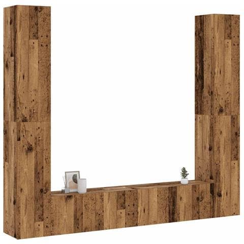 Mobili Tv A Parete 6 Pz Legno Vecchio Legno Multistrato - Foto 1