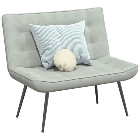 Panca Grigio Chiaro 110x74x84 Cm In Velluto - Foto 1