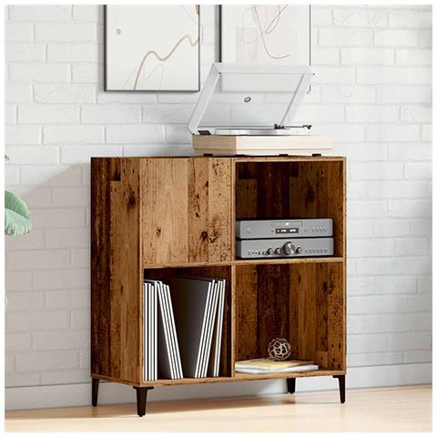 Mobile Porta Dischi Legno Antico 84,5x38x89cm Legno Multistrato - Foto 3