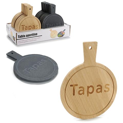 Set Di Due Unità. Tavolo Rotondo In Bambù E Lavagna. - Foto 1