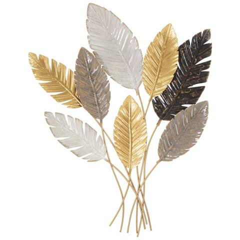 Decorazione In Metallo 3d Foglia 33 - Multicolore - Metallo - 73x6x93 Cm - Foto 1