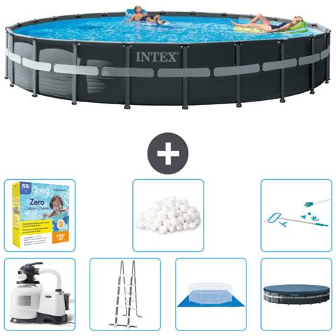 Piscina Fuori Terra - In Giro - 732x732x132 Cm - Grigio - Include Accessori Coordinati Cb52 - Foto 1
