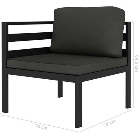 Lusso Casadino - Set Divani Da Giardino 6 Pz Con Cuscini In Alluminio Antracite - Foto 8