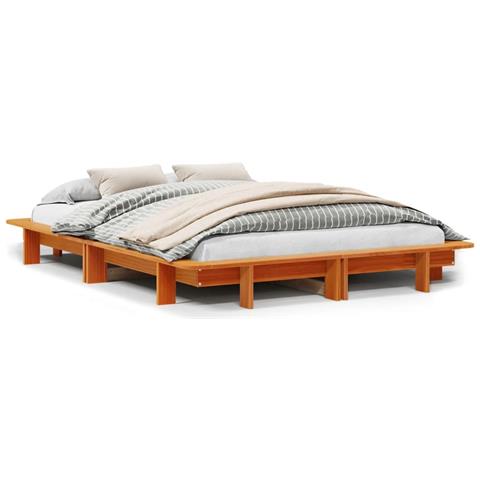 Lusso Casadino -  Letto Senza Materasso Marrone Cera 135x190 Cm In Legno Di Pino - Foto 1