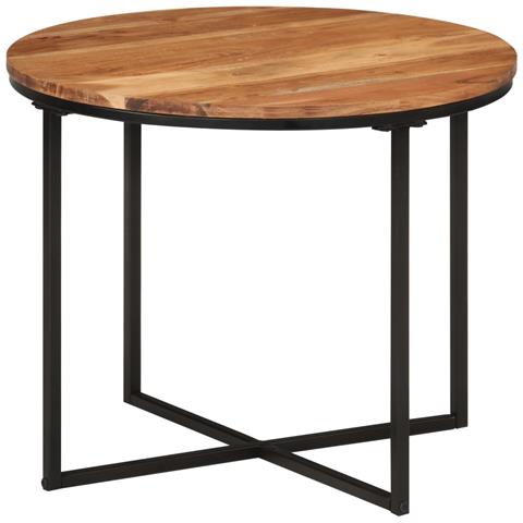 Tavolino Salotto 55x55x45cm In Legno Massello Di Acacia E Ferro - Foto 8