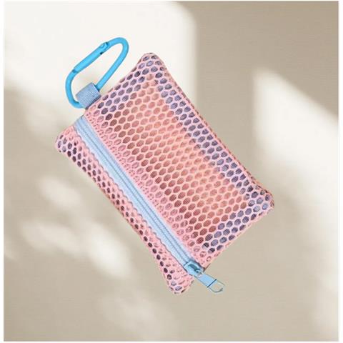 Beauty Case In Rete Rosa Chiaro Con Cordino E Pochette - Foto 3