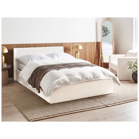 Letto Contenitore Bouclé Orbey 140 X 200 Cm Bianco Sporco - Foto 1