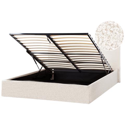 Letto Contenitore Bouclé Orbey 140 X 200 Cm Bianco Sporco - Foto 2