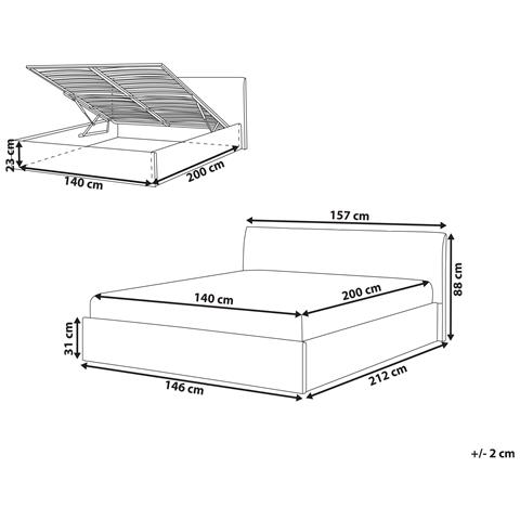 Letto Contenitore Bouclé Orbey 140 X 200 Cm Bianco Sporco - Foto 8