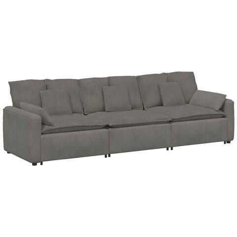 Divano Modulare con Cuscini Grigio Chiaro - Foto 1