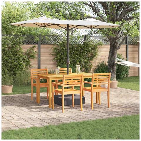 Set da Pranzo da Giardino da 5 Pezzi in Legno Massello di Acacia - Foto 2