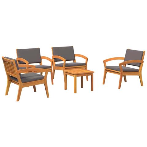 Set Bistro da 5 pezzi con cuscini - Legno massello di acacia - Foto 1