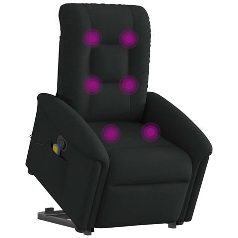 Poltrona Alzapersona Massaggiante Reclinabile Nera in Tessuto - Foto 2