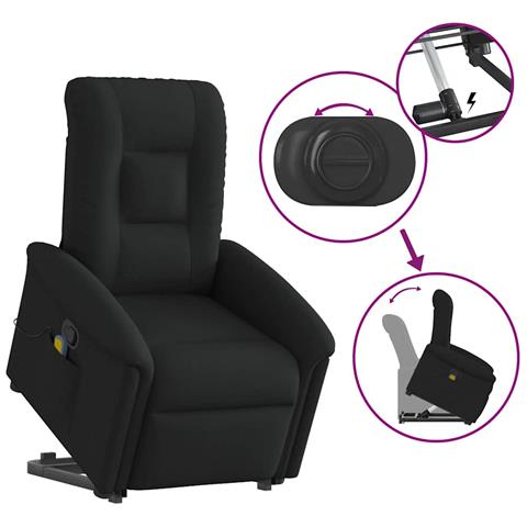 Poltrona Alzapersona Massaggiante Reclinabile Nera in Tessuto - Foto 9