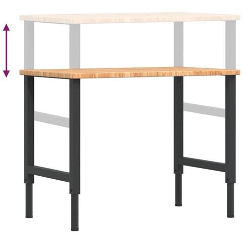 Banco Lavoro Marrone Chiaro 100x60x(71,5-98cm Legno di Rovere - Foto 9