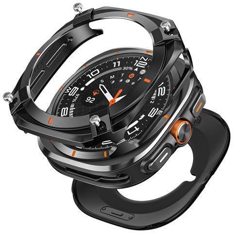 Custodia Protettiva Cyber Hollow Compatibile Con Samsung Ultra E Samsung Galaxy Watch7, Design Robusto In Lega Di Zinco E Pc Black - Foto 5