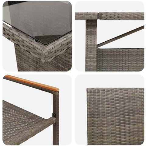 Set da Pranzo per Giardino 9 pcs Grigio Poly Rattan - Foto 9