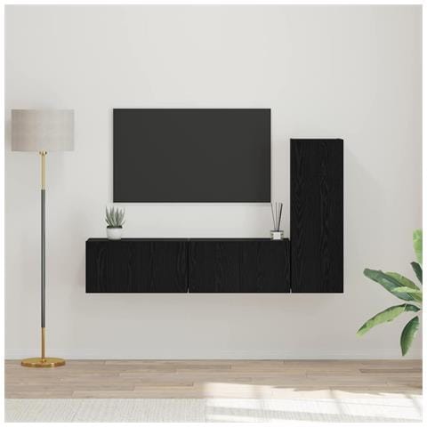 Set mobile TV 3 pcs Rovere nero 160 x 30 x 30 cm - Foto 2