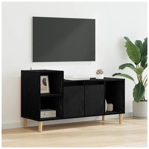 Mobile TV Rovere Nero 100 x 35 x 55 cm Legno multistrato - Foto 2