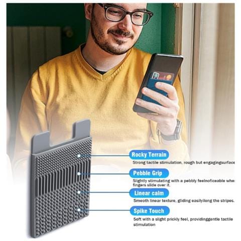 Porta Tessere In Silicone Con Texture Sensoriale, Portafoglio Adesivo Portatile Per Telefono Black - Foto 6