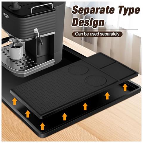 Tappetino In Silicone Per Macchina Da Caffè Con Vassoio - 61x40.5x1.1cm - 600g Black - Foto 2