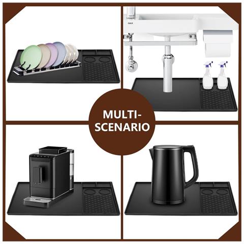 Tappetino In Silicone Per Macchina Da Caffè Con Vassoio - 61x40.5x1.1cm - 600g Black - Foto 7