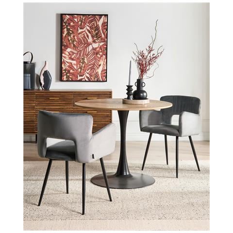 Set Di 2 Sedie Da Pranzo Sanilac Velluto Grigio - Foto 1