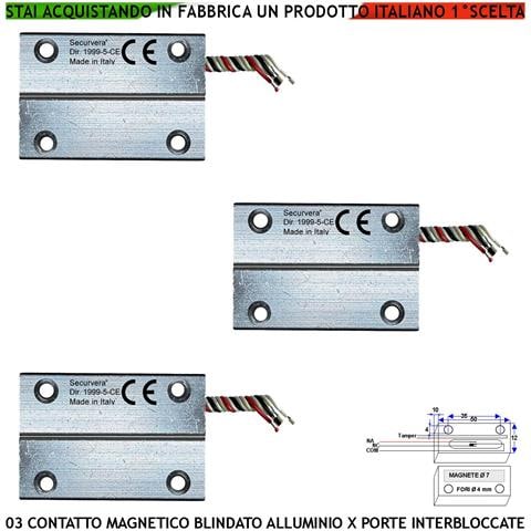 Sensore Magnetico Antifurto Porte Ferro Interbloccata Posizione Aperta O Chiusa 3 Pezzi Contatto Reed Campo 20 Mm 5 Fi - Foto 1