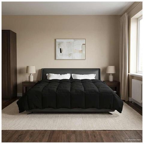 Piumone Completo Annuale Nero 240 x 260 cm Microfibra - Foto 2