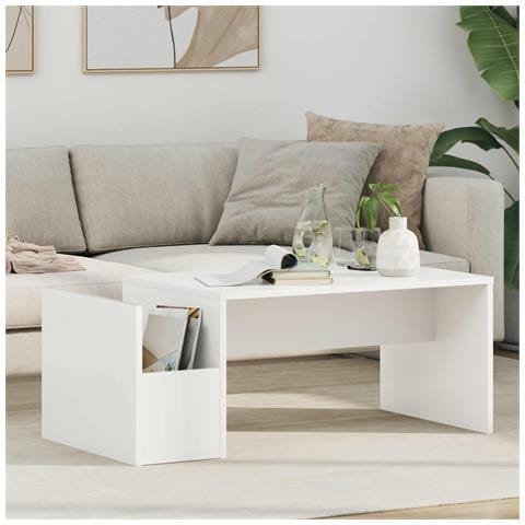 Tavolino da salotto Bianco 90 x 45 x 35 cm Legno multistrato - Foto 2