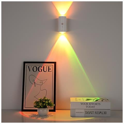 Lampada Da Parete Ambientale A Doppia Testa Con Sensore Di Movimento 4-pack — Telecomando, Montaggio Magnetico, Illuminazione Su E Giù, Led 116 Colori White - Foto 6